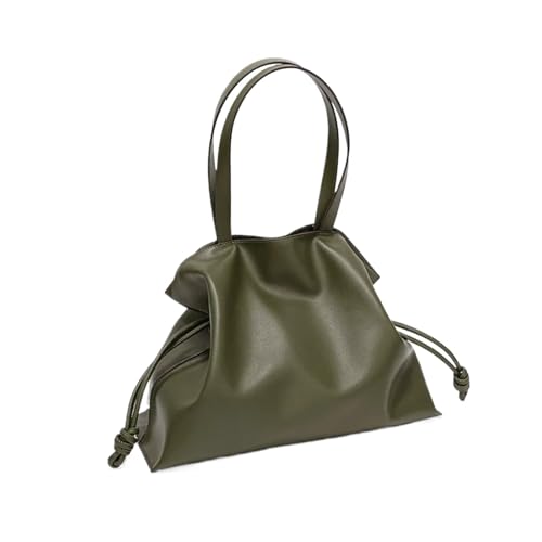 NihaoWXM Groß Lederhandtasche Schultertasche Leder Extra Große Umhängetaschen Frauen Handtasche Bucket Bag Designer String Tote(Green) von NihaoWXM