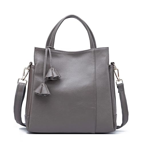 NihaoWXM Groß Lederhandtasche Schultertasche Rindsleder Damenhandtasche Lässige, vielseitige schwarze Umhängetasche for den täglichen Weg zur Arbeit mit einer Schulter(GRAY) von NihaoWXM
