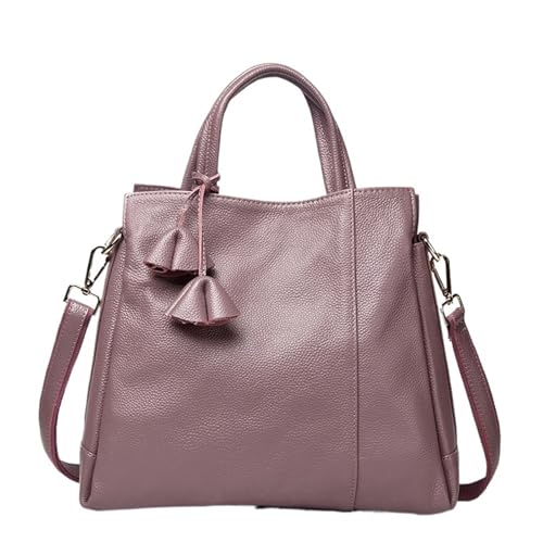 NihaoWXM Groß Lederhandtasche Schultertasche Rindsleder Damenhandtasche Lässige, vielseitige schwarze Umhängetasche for den täglichen Weg zur Arbeit mit einer Schulter(Purple) von NihaoWXM