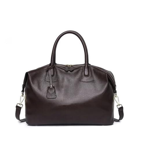 NihaoWXM Groß Lederhandtasche Schultertasche Tote Weiche Natürliche Kuh Leder frauen Handtasche Große Kapazität Duffle Tasche(Dark Brown) von NihaoWXM
