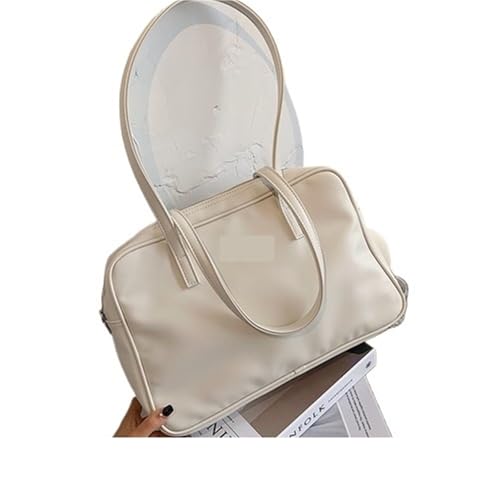 NihaoWXM Groß Lederhandtasche Schultertasche Weiche PU-Leder Damen Große Geldbörse Handtaschen Kapazität Tote Schultertaschen Einfarbig Weibliche Blaue Unterarmtaschen(WHITE) von NihaoWXM