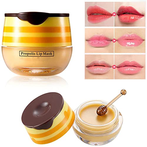 Lip mask, Honey Lip Mask, Propolis Moisturizing Honey Lip Mask Lip Balm Nourishing Anti-Wrinkle Lip Care with Brush, Reduces Lip Lines, Hydrate & Plump for Dry, Chapped Lips (Honey) von Nihexo