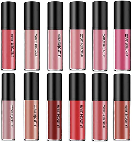 Nihexo 12 Color Cream Texture Waterproof Lipstick, Lip Lust Creme Lipgloss Liquid Lipstick for Women (1#) von Nihexo