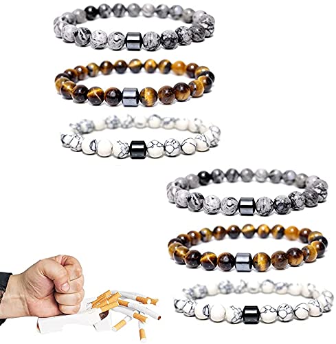 Nihexo 8MM Smoking Cessation Bracelet, Anti Anxiety Smoke Bracelet for Men and Women, Spiritual Bracelet for Positive Energy, Personalized Quitting Companion, Great Gift for Men (6PCS) von Nihexo