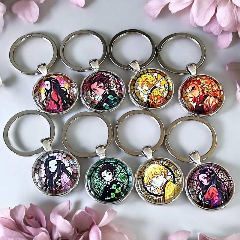 Anime Schlüsselanhänger| Demon Slayer| Tanjiro| Nezuko| Zenitsu|Rengoku| Handmade| Kawaii| Geschenk-Idee| Cabochon| Keychain| Schlüsselbund von NihonCraft