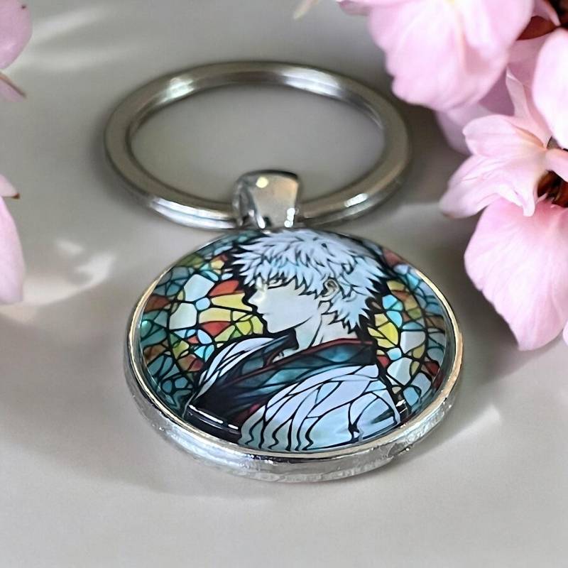 Anime Schlüsselanhänger | Gintama Sakata Gintoki Handmade Kawaii Geschenk-Idee Cabochon |Keychain Schlüsselbund Otaku Anhänger von NihonCraft