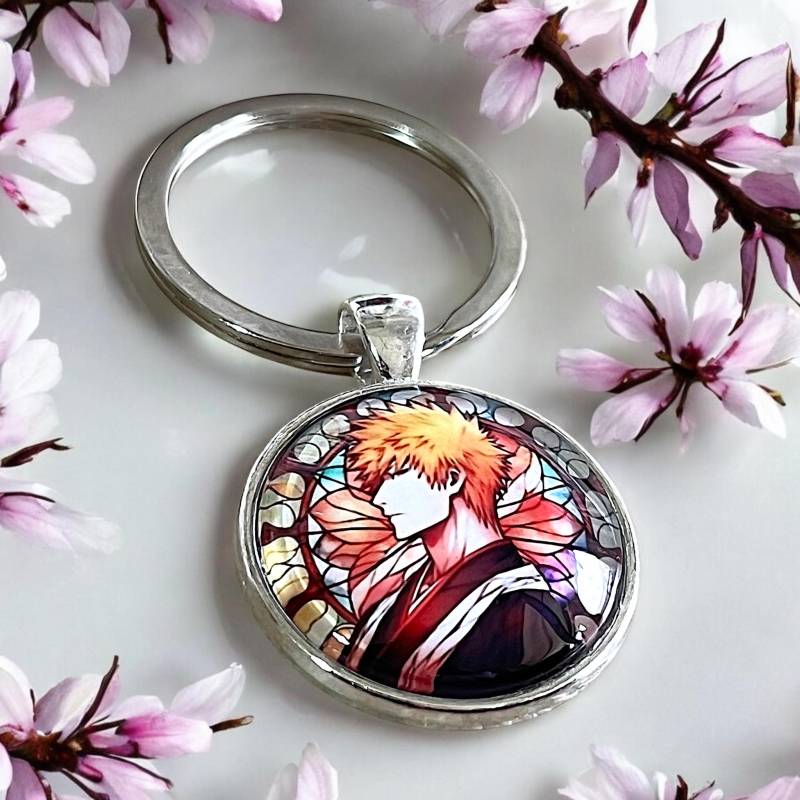 Anime Schlüsselanhänger | Ichigo Kurosaki Bleach Bankai Handmade Kawaii Geschenk-Idee Cabochon Otaku Anhänger Keychain von NihonCraft