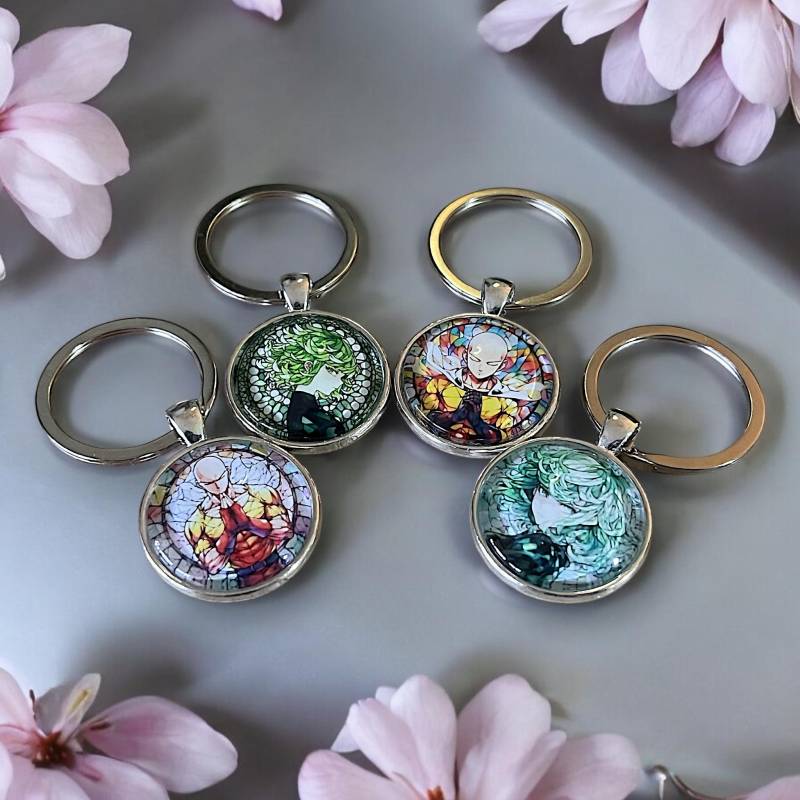 Anime Schlüsselanhänger | One Punch Man Saitama Tatsumaki Handmade Kawaii Geschenk-Idee Cabochon Otaku Anhänger Keychain von NihonCraft