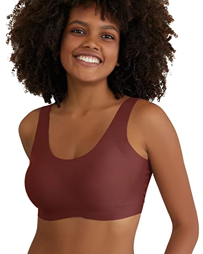 Niidor Seamless Wireless Invisible Bra Wirefree T-Shirt BH mit herausnehmbaren Pads Thin Soft Comfy Daily Bra, dunkelrot, XL von Niidor