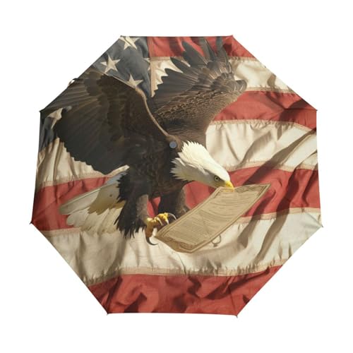 Adlervogel Der Amerikanischen Flagge Regenschirm Taschenschirm Kinder Jungen Mädchen UV-Schutz Auf-Zu Automatik Umbrella Verstärkt Winddichte Zusammenklappbar von Niigeu