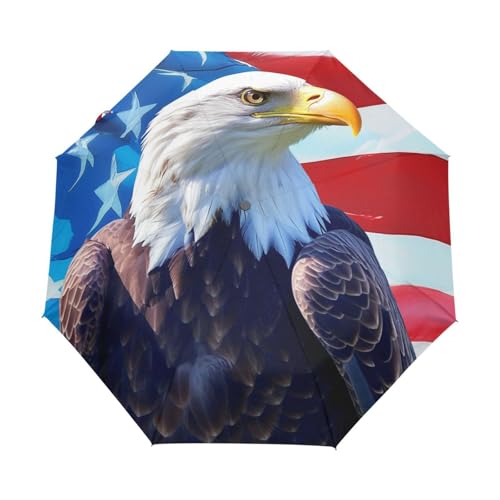 Adlervogel Usa Flagge Regenschirm Taschenschirm Kinder Jungen Mädchen UV-Schutz Auf-Zu Automatik Umbrella Verstärkt Winddichte Zusammenklappbar von Niigeu