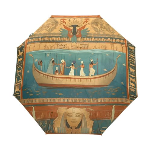 Altägyptischer Kulturheld Regenschirm Taschenschirm Kinder Jungen Mädchen UV-Schutz Auf-Zu Automatik Umbrella Verstärkt Winddichte Zusammenklappbar von Niigeu