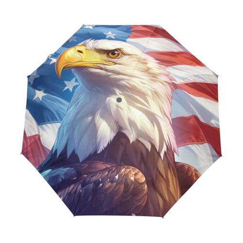 Cartoon Amerikanische Weißkopfseeadler Regenschirm Taschenschirm Kinder Jungen Mädchen UV-Schutz Auf-Zu Automatik Umbrella Verstärkt Winddichte Zusammenklappbar von Niigeu