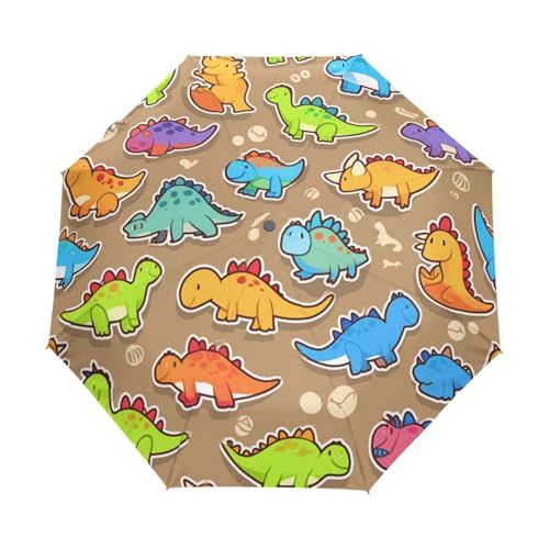 Cartoon Baby Dinosaurier Tier Regenschirm Taschenschirm Kinder Jungen Mädchen UV-Schutz Auf-Zu Automatik Umbrella Verstärkt Winddichte Zusammenklappbar von Niigeu