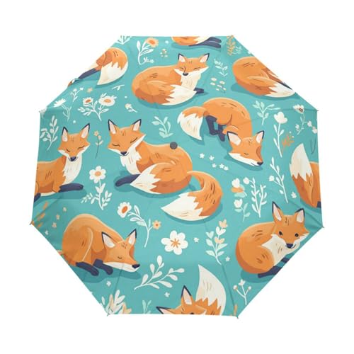 Cartoon Baby Fuchs Tupfen Regenschirm Taschenschirm Kinder Jungen Mädchen UV-Schutz Auf-Zu Automatik Umbrella Verstärkt Winddichte Zusammenklappbar von Niigeu