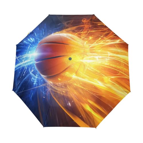 Cartoon Basketballball Stern Regenschirm Taschenschirm Kinder Jungen Mädchen UV-Schutz Auf-Zu Automatik Umbrella Verstärkt Winddichte Zusammenklappbar von Niigeu