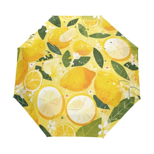 Cartoon Frucht Zitronengelb Regenschirm Taschenschirm Kinder Jungen Mädchen UV-Schutz Auf-Zu Automatik Umbrella Verstärkt Winddichte Zusammenklappbar von Niigeu