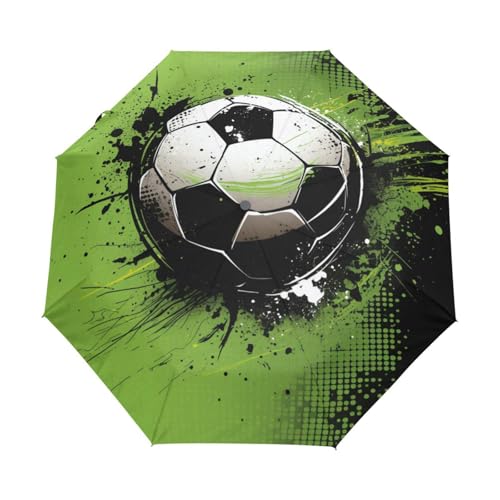 Cartoon Fußball Fußball Regenschirm Taschenschirm Kinder Jungen Mädchen UV-Schutz Auf-Zu Automatik Umbrella Verstärkt Winddichte Zusammenklappbar von Niigeu