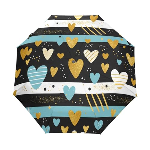 Cartoon Glitzerndes Valentinsherz Regenschirm Taschenschirm Kinder Jungen Mädchen UV-Schutz Auf-Zu Automatik Umbrella Verstärkt Winddichte Zusammenklappbar von Niigeu