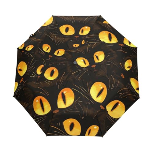 Cartoon Halloween Katzengeist Regenschirm Taschenschirm Kinder Jungen Mädchen UV-Schutz Auf-Zu Automatik Umbrella Verstärkt Winddichte Zusammenklappbar von Niigeu