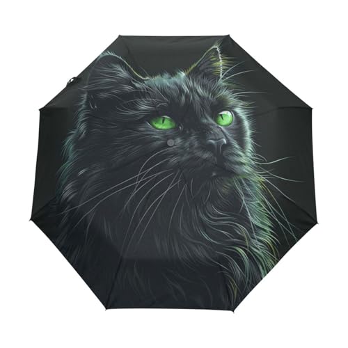 Cartoon Magisches Katzenkätzchen Regenschirm Taschenschirm Kinder Jungen Mädchen UV-Schutz Auf-Zu Automatik Umbrella Verstärkt Winddichte Zusammenklappbar von Niigeu