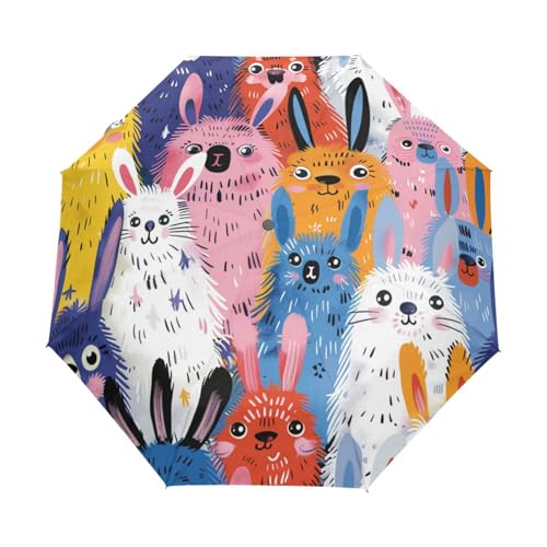 Cartoon Süßes Schaftier Regenschirm Taschenschirm Kinder Jungen Mädchen UV-Schutz Auf-Zu Automatik Umbrella Verstärkt Winddichte Zusammenklappbar von Niigeu