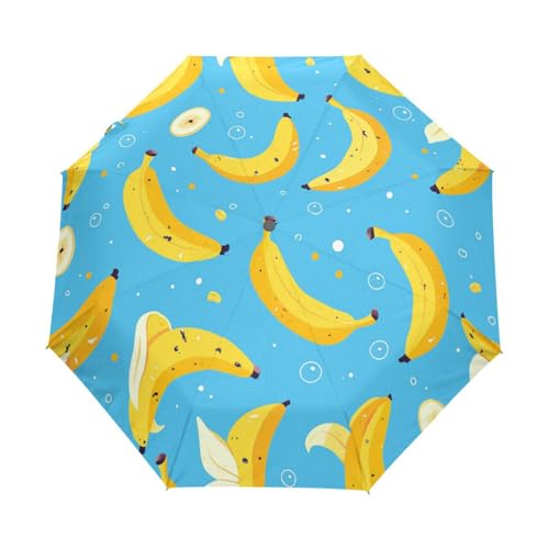 Cartoon Tupfen Banane Regenschirm Taschenschirm Kinder Jungen Mädchen UV-Schutz Auf-Zu Automatik Umbrella Verstärkt Winddichte Zusammenklappbar von Niigeu