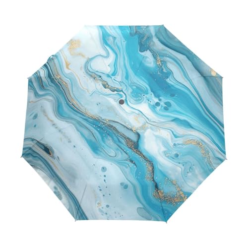 Cartoon Wirbelndes Marmormuster Blau Regenschirm Taschenschirm Kinder Jungen Mädchen UV-Schutz Auf-Zu Automatik Umbrella Verstärkt Winddichte Zusammenklappbar von Niigeu