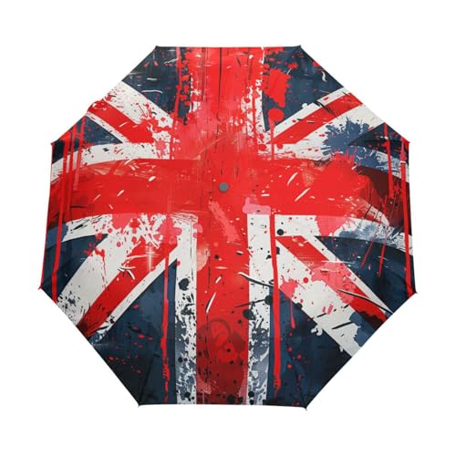 Kunst Britische Flagge Farbe Regenschirm Taschenschirm Kinder Jungen Mädchen UV-Schutz Auf-Zu Automatik Umbrella Verstärkt Winddichte Zusammenklappbar von Niigeu