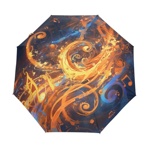 Kunstmusik Flammenstern Regenschirm Taschenschirm Kinder Jungen Mädchen UV-Schutz Auf-Zu Automatik Umbrella Verstärkt Winddichte Zusammenklappbar von Niigeu