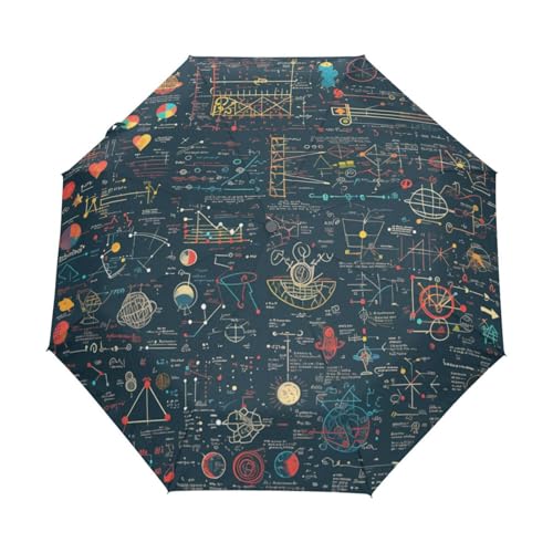 Mathematik Physik Chemie Gleichungen Regenschirm Taschenschirm Kinder Jungen Mädchen UV-Schutz Auf-Zu Automatik Umbrella Verstärkt Winddichte Zusammenklappbar von Niigeu