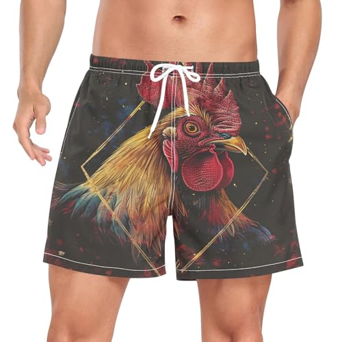 Niigeu Kunsttier Hahn Hahn Herren Badeshorts Badehose mit Mesh-Futter Boardshorts für Männer Surf Schwimmhose Sporthose von Niigeu