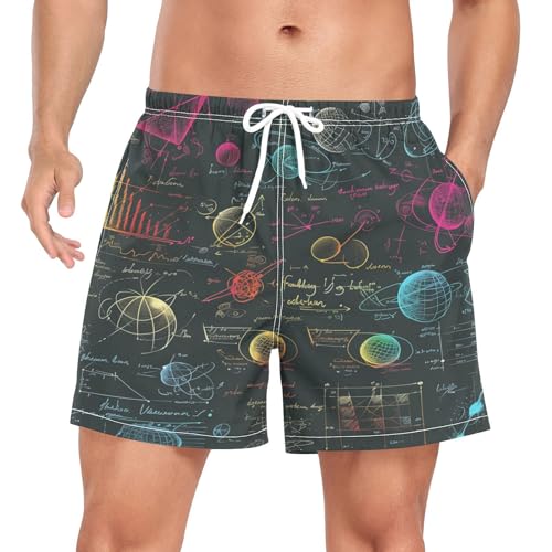 Niigeu Physik Mathematische Formeln Gleichungen Herren Badeshorts Badehose mit Mesh-Futter Boardshorts für Männer Surf Schwimmhose Sporthose von Niigeu