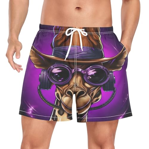 Niigeu Popstar Hirsch Giraffe Herren Badeshorts Badehose mit Mesh-Futter Boardshorts für Männer Surf Schwimmhose Sporthose von Niigeu