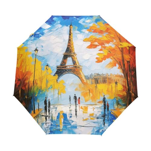 Pariser Eiffelturm Regenschirm Taschenschirm Kinder Jungen Mädchen UV-Schutz Auf-Zu Automatik Umbrella Verstärkt Winddichte Zusammenklappbar Im Europäischen Stil von Niigeu