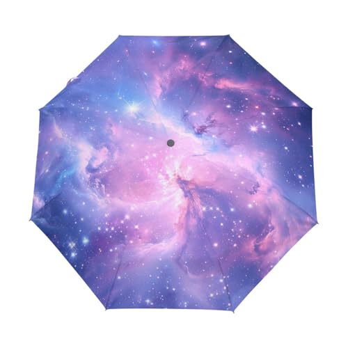 Pastellgalaxie Helle Sterne Regenschirm Taschenschirm Kinder Jungen Mädchen UV-Schutz Auf-Zu Automatik Umbrella Verstärkt Winddichte Zusammenklappbar von Niigeu