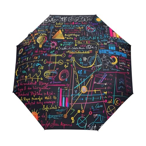 Physik, Mathematik, Geometrie, Formeln Regenschirm Taschenschirm Kinder Jungen Mädchen UV-Schutz Auf-Zu Automatik Umbrella Verstärkt Winddichte Zusammenklappbar von Niigeu