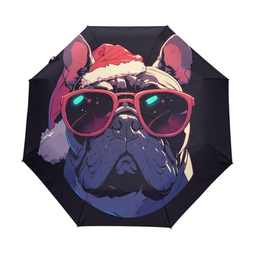 Popstar Bulldogge Hund Regenschirm Taschenschirm Kinder Jungen Mädchen UV-Schutz Auf-Zu Automatik Umbrella Verstärkt Winddichte Zusammenklappbar von Niigeu