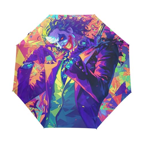 Popstar Zucker Clown Regenschirm Taschenschirm Kinder Jungen Mädchen UV-Schutz Auf-Zu Automatik Umbrella Verstärkt Winddichte Zusammenklappbar von Niigeu