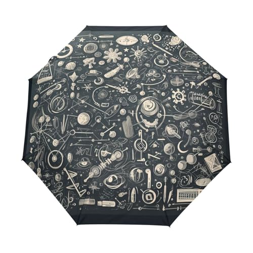 Schwarzraumphysik Mathematisch Regenschirm Taschenschirm Kinder Jungen Mädchen UV-Schutz Auf-Zu Automatik Umbrella Verstärkt Winddichte Zusammenklappbar von Niigeu