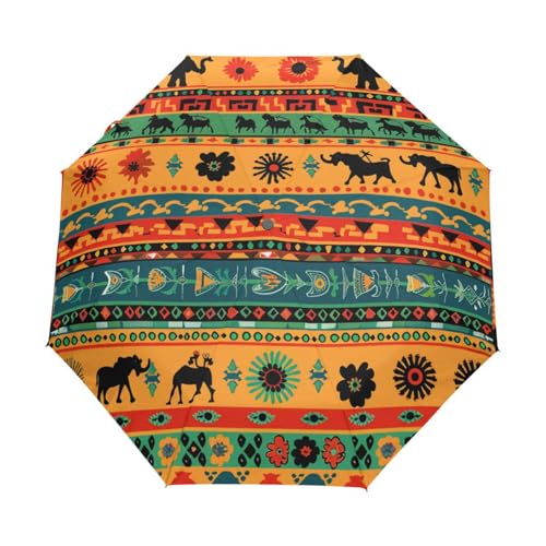 Stammesethnisches Afrikanisches Tier Regenschirm Taschenschirm Kinder Jungen Mädchen UV-Schutz Auf-Zu Automatik Umbrella Verstärkt Winddichte Zusammenklappbar von Niigeu