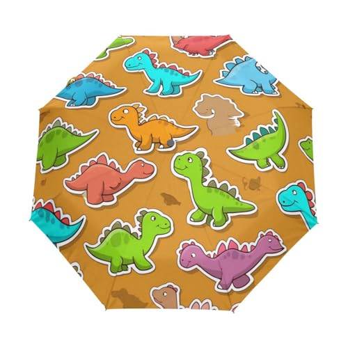 Süßer Baby Dino Dinosaurier Regenschirm Taschenschirm Kinder Jungen Mädchen UV-Schutz Auf-Zu Automatik Umbrella Verstärkt Winddichte Zusammenklappbar von Niigeu
