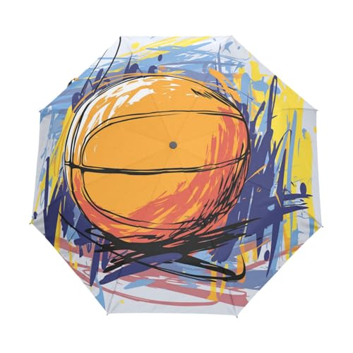 Süßer Sport Basketballball Regenschirm Taschenschirm Kinder Jungen Mädchen UV-Schutz Auf-Zu Automatik Umbrella Verstärkt Winddichte Zusammenklappbar von Niigeu