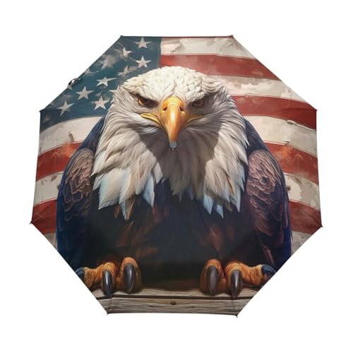 Tieradler Usa Flagge Regenschirm Taschenschirm Kinder Jungen Mädchen UV-Schutz Auf-Zu Automatik Umbrella Verstärkt Winddichte Zusammenklappbar von Niigeu