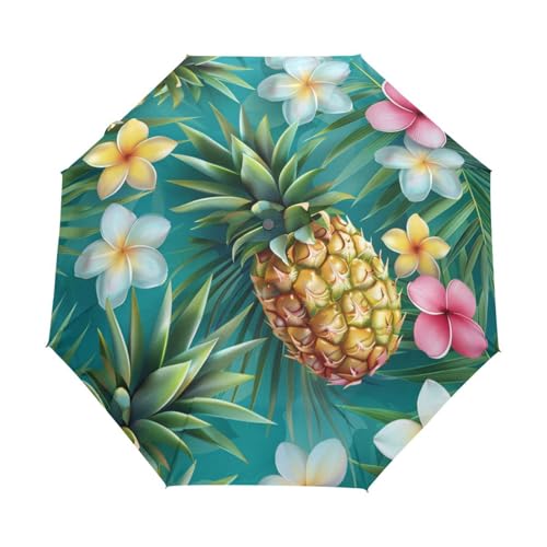 Tropische Früchte Palmananas Regenschirm Taschenschirm Kinder Jungen Mädchen UV-Schutz Auf-Zu Automatik Umbrella Verstärkt Winddichte Zusammenklappbar von Niigeu