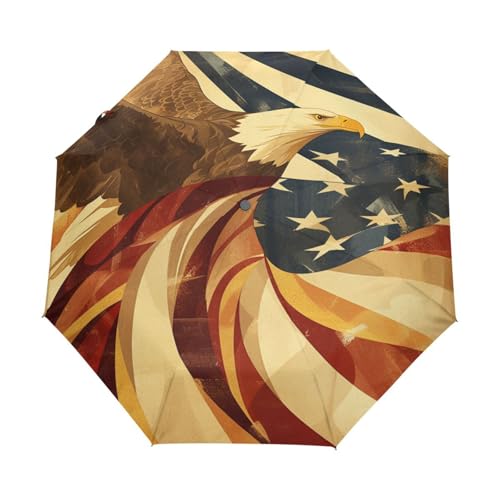 Usa Flagge Eagles Vogel Regenschirm Taschenschirm Kinder Jungen Mädchen UV-Schutz Auf-Zu Automatik Umbrella Verstärkt Winddichte Zusammenklappbar von Niigeu