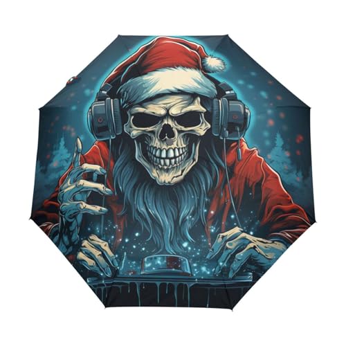 Weihnachts Dj Musikvater Regenschirm Taschenschirm Kinder Jungen Mädchen UV-Schutz Auf-Zu Automatik Umbrella Verstärkt Winddichte Zusammenklappbar von Niigeu