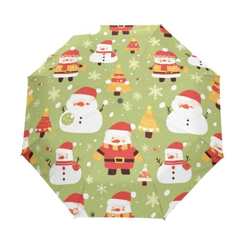 Weihnachtsmuster Weihnachtsmann Regenschirm Taschenschirm Kinder Jungen Mädchen UV-Schutz Auf-Zu Automatik Umbrella Verstärkt Winddichte Zusammenklappbar von Niigeu