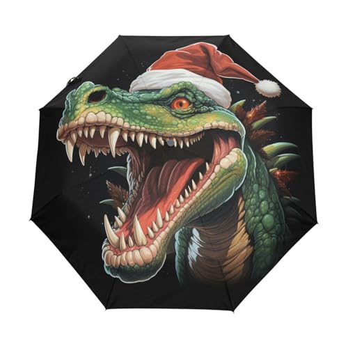 Weihnachtsschmuck Süßer Dinosaurier Regenschirm Taschenschirm Kinder Jungen Mädchen UV-Schutz Auf-Zu Automatik Umbrella Verstärkt Winddichte Zusammenklappbar von Niigeu