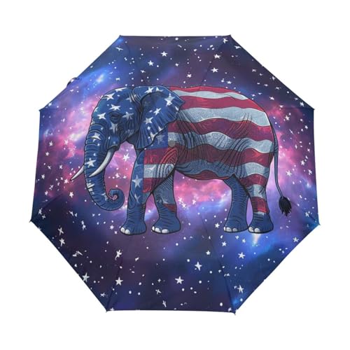 Weltraumgalaxie Elefantentier Regenschirm Taschenschirm Kinder Jungen Mädchen UV-Schutz Auf-Zu Automatik Umbrella Verstärkt Winddichte Zusammenklappbar von Niigeu